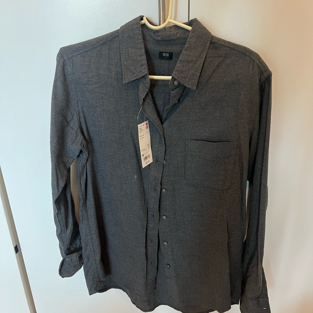 Gray button down light shirt